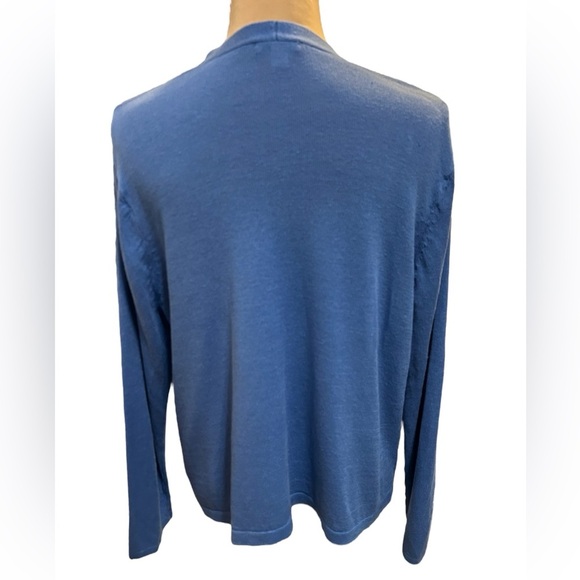 J.Jill Linen Blend Open Front Cardigan Sweater Coastal Blue Long Sleeve Sz Large - Picture 4 of 9